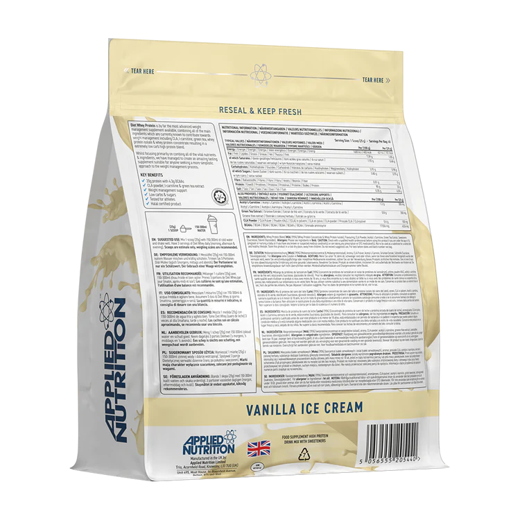 Applied Nutrition Diet Protein 1kg β Eiwitshake met CLA & L-Carnitine - Afbeelding 2